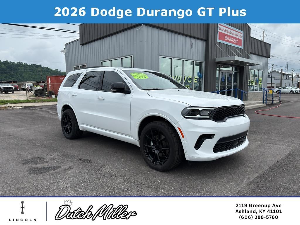 2026 Dodge Durango GT Plus in White Knuckle Clearcoat — front three-quarter view