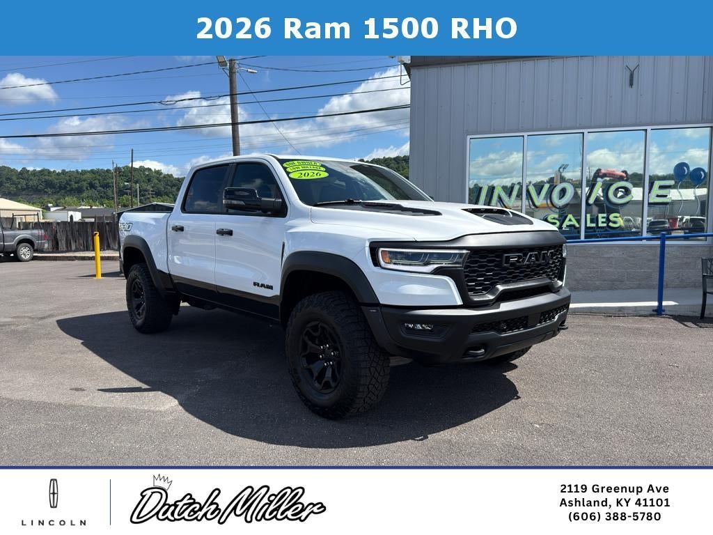 2026 RAM 1500 RHO in White — front three-quarter view
