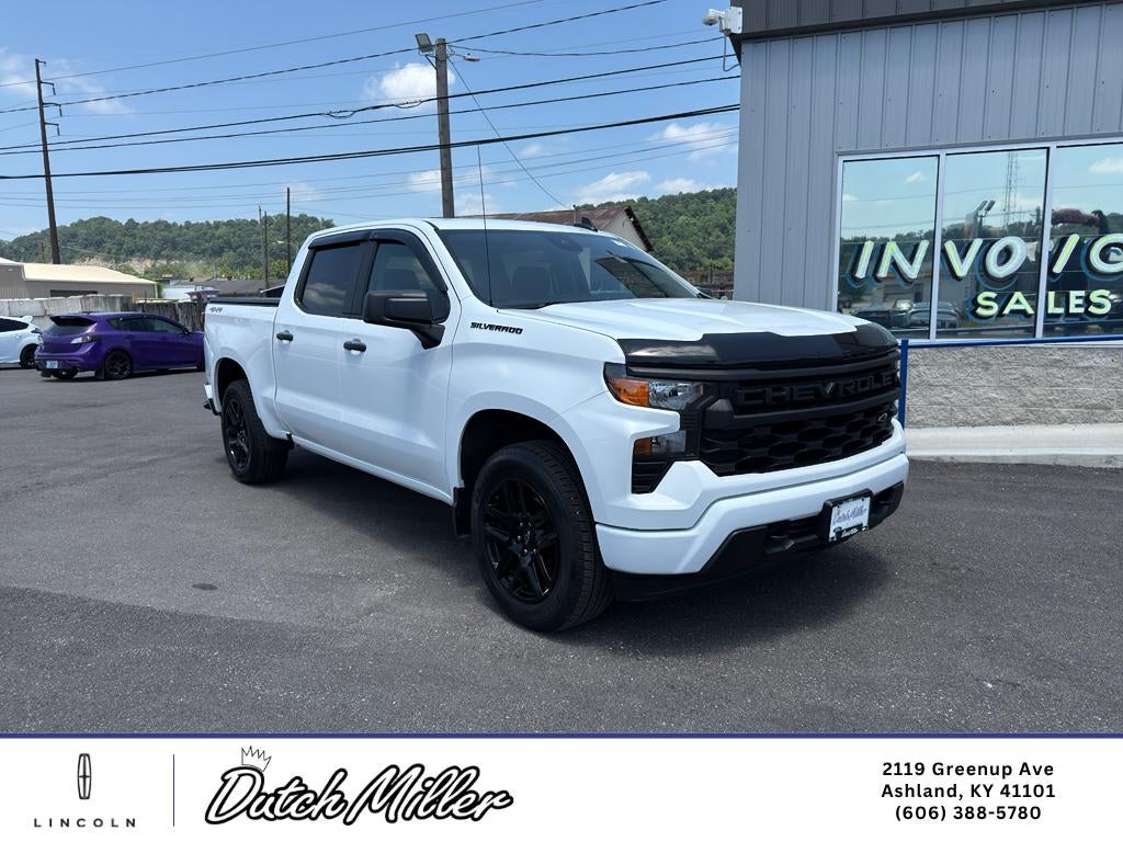 2024 Chevrolet Silverado Custom in Summit White — front three-quarter view