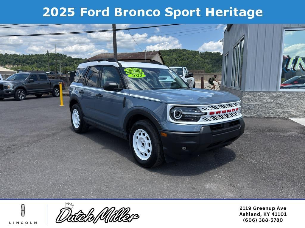 2025 Ford Bronco Sport Heritage in Azure Gray Metallic Tri-Coat — front three-quarter view